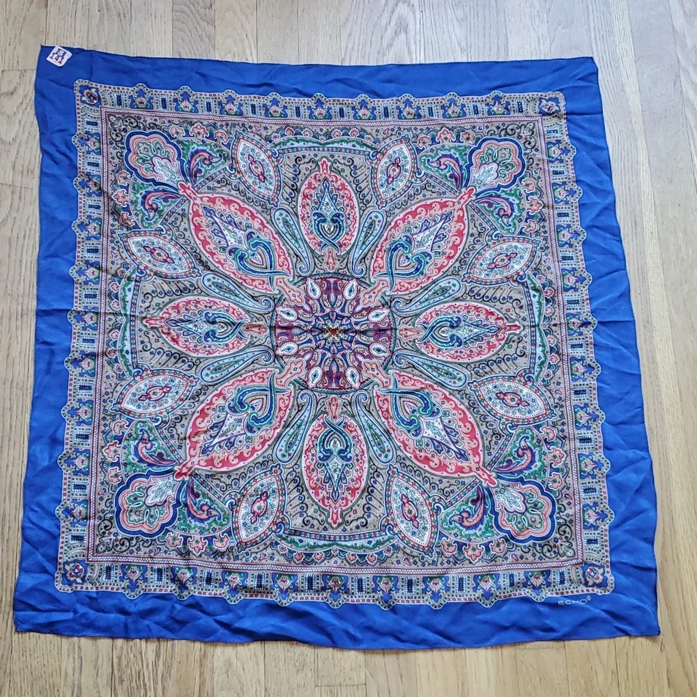 Vintage square silk paisley scarf